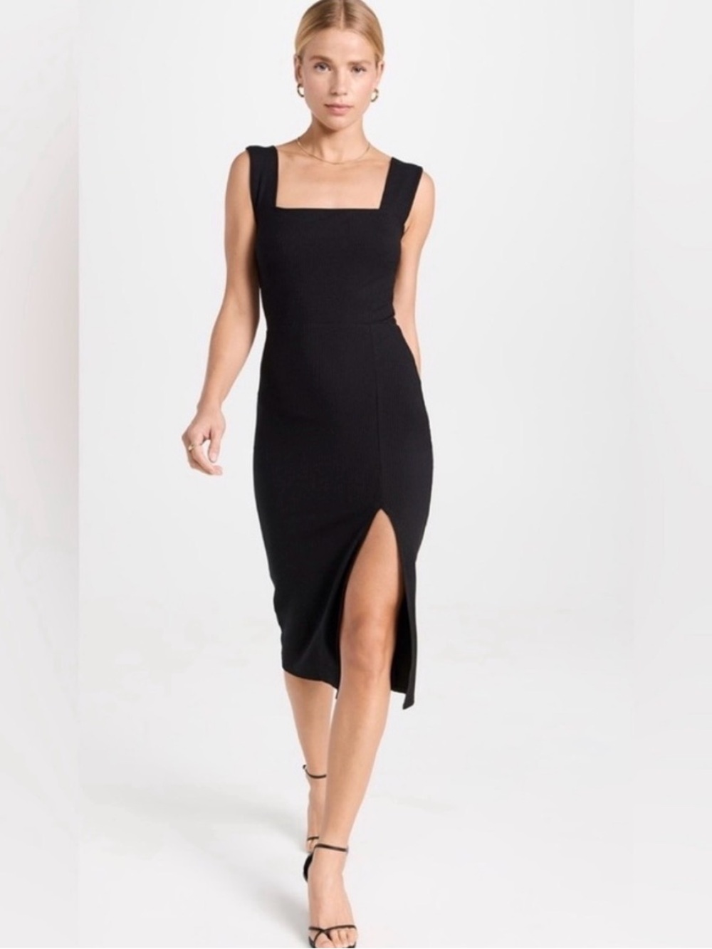 NWT Reformation Cassie Knit Square-Neck Midi Dress with Side Slit Size M